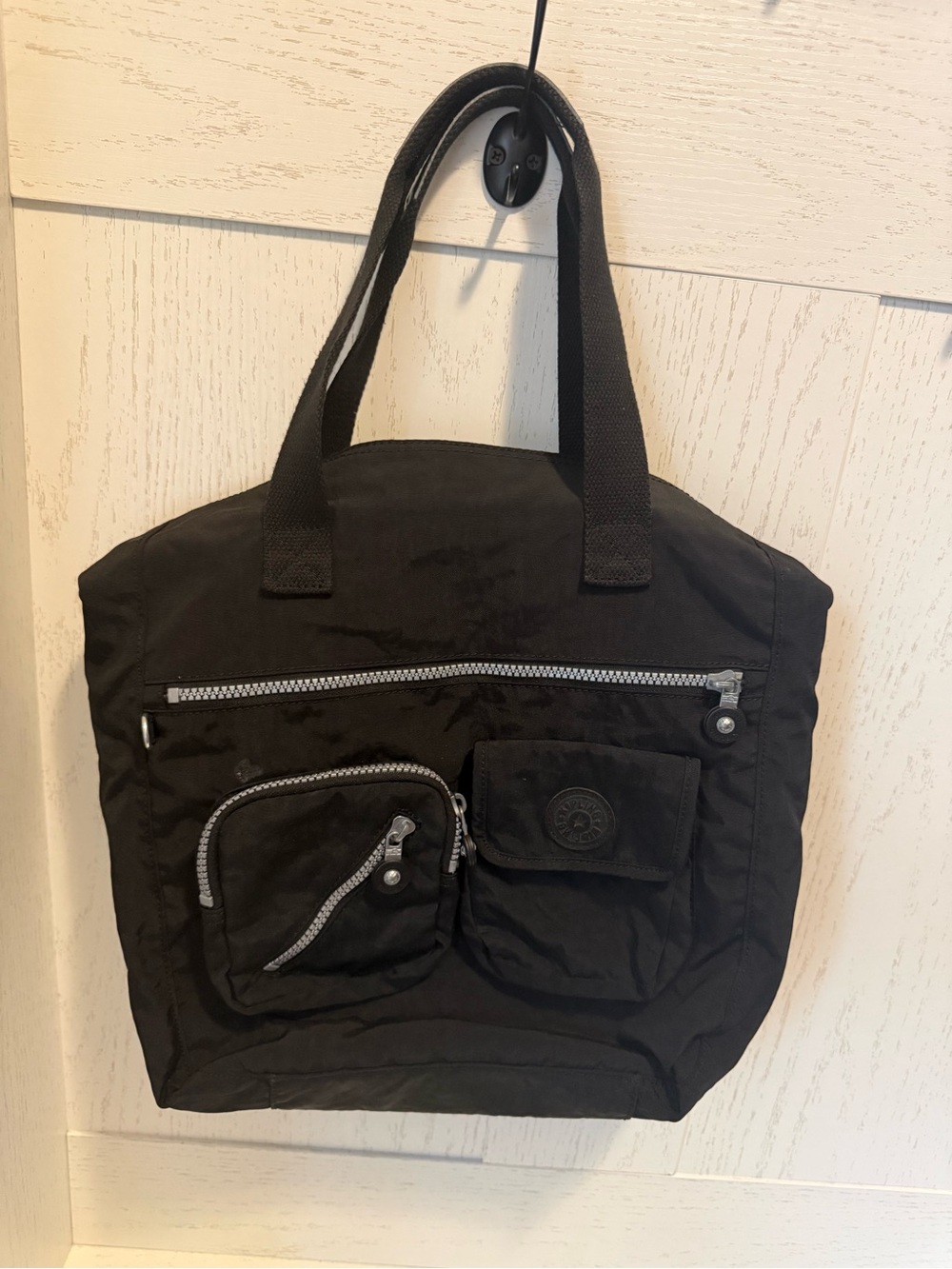 Kipling Black Multi-Pocket Nylon Tote